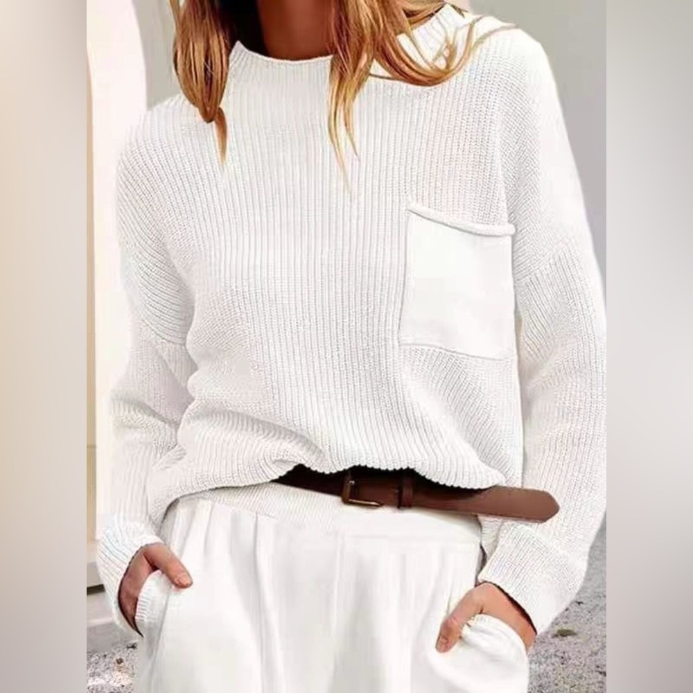 Pocket Detail Dropped Shoulder Sweater - Picture 8 of 11